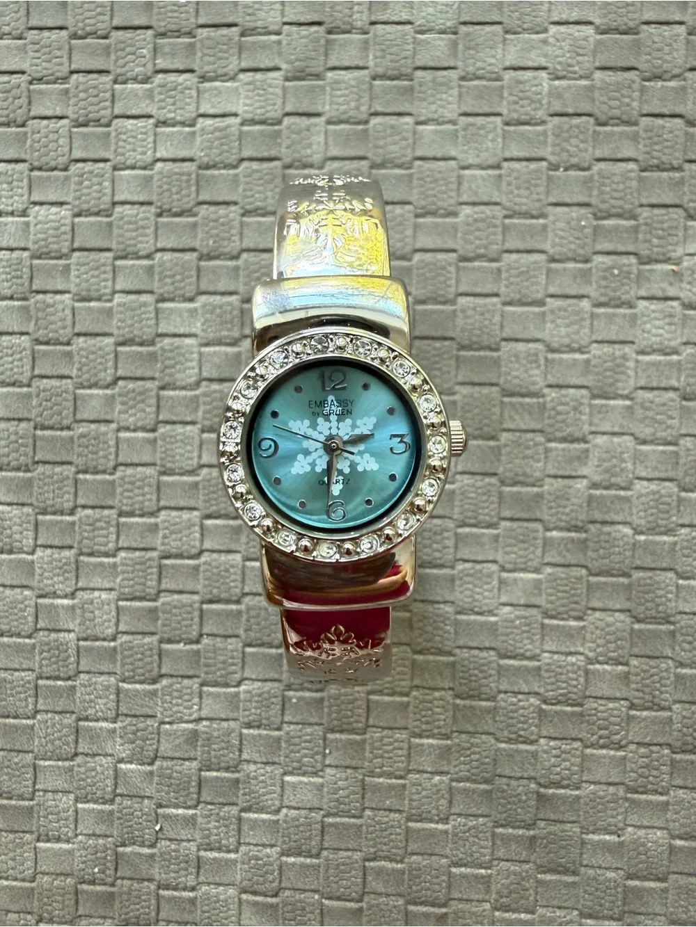 Embassy by Gruen snowflake Crystal-Accent Women's Bracelet Cuff Watch
